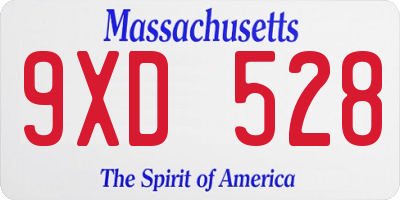 MA license plate 9XD528