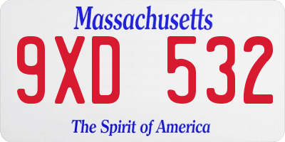 MA license plate 9XD532
