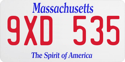 MA license plate 9XD535