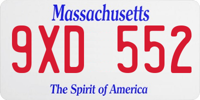 MA license plate 9XD552