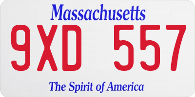 MA license plate 9XD557