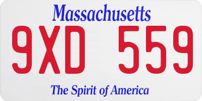 MA license plate 9XD559