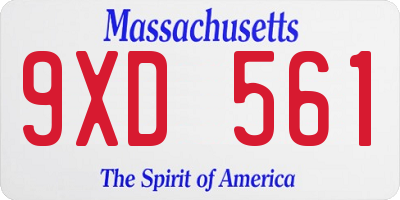 MA license plate 9XD561