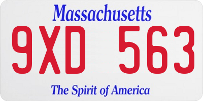 MA license plate 9XD563