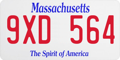 MA license plate 9XD564