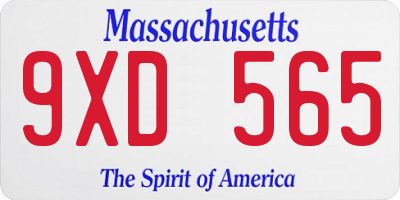 MA license plate 9XD565