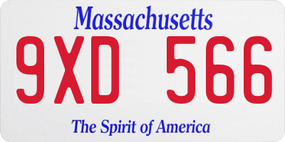MA license plate 9XD566