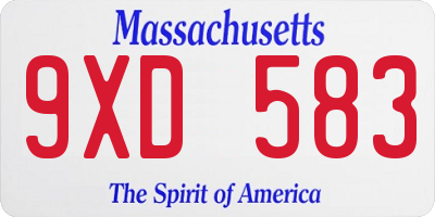 MA license plate 9XD583