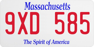 MA license plate 9XD585