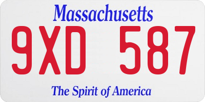 MA license plate 9XD587