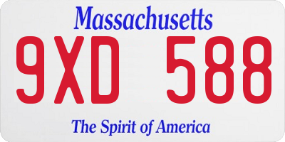MA license plate 9XD588
