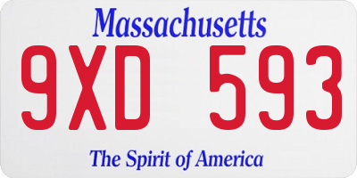 MA license plate 9XD593
