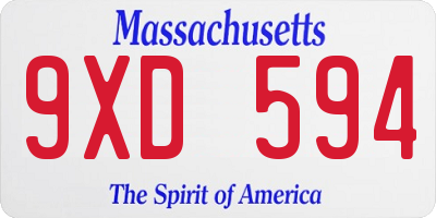 MA license plate 9XD594