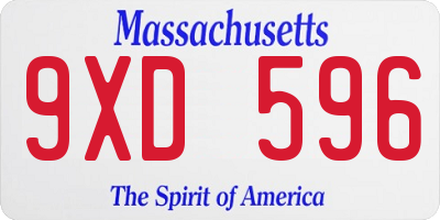 MA license plate 9XD596