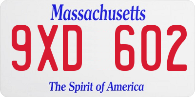 MA license plate 9XD602