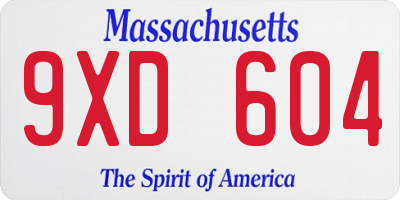 MA license plate 9XD604