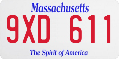 MA license plate 9XD611