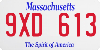 MA license plate 9XD613