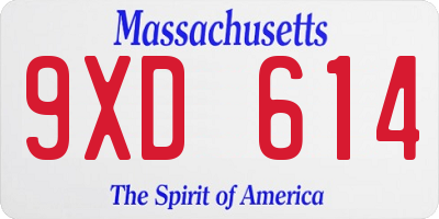 MA license plate 9XD614