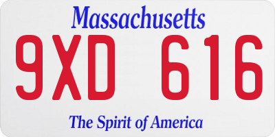 MA license plate 9XD616