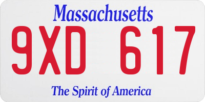 MA license plate 9XD617