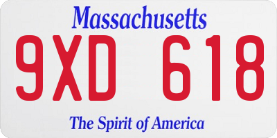 MA license plate 9XD618
