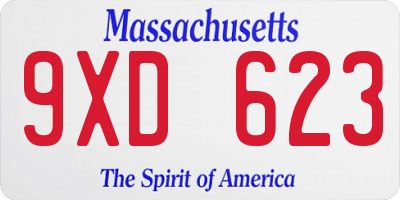 MA license plate 9XD623