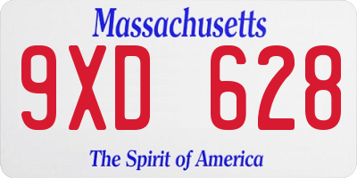 MA license plate 9XD628