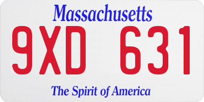 MA license plate 9XD631