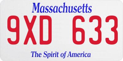 MA license plate 9XD633