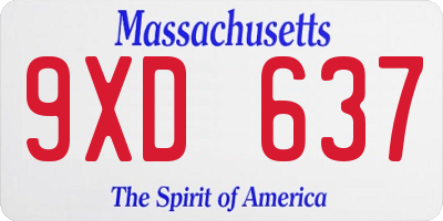 MA license plate 9XD637
