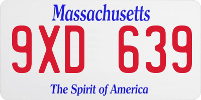 MA license plate 9XD639