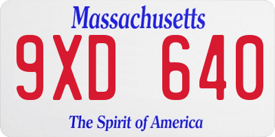 MA license plate 9XD640