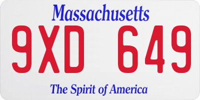 MA license plate 9XD649