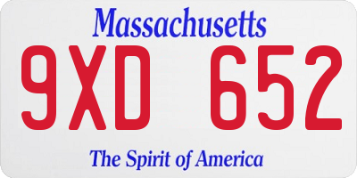 MA license plate 9XD652