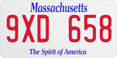 MA license plate 9XD658