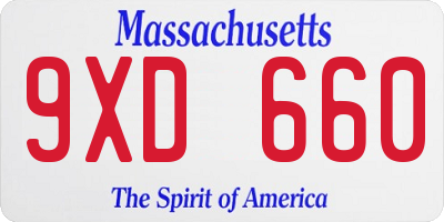 MA license plate 9XD660