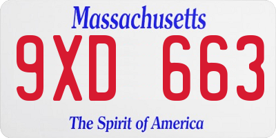 MA license plate 9XD663