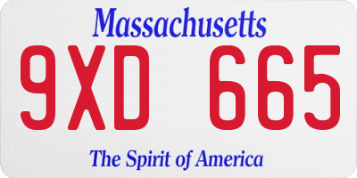 MA license plate 9XD665