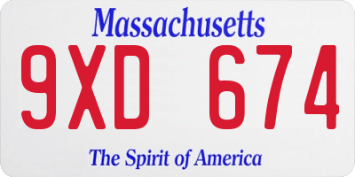 MA license plate 9XD674