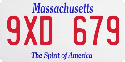 MA license plate 9XD679