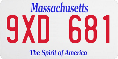 MA license plate 9XD681