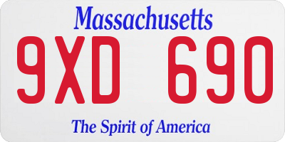 MA license plate 9XD690