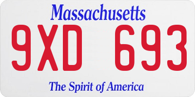 MA license plate 9XD693