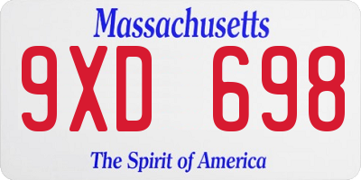 MA license plate 9XD698