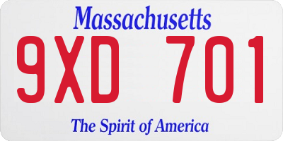MA license plate 9XD701