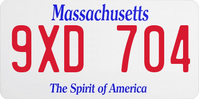 MA license plate 9XD704