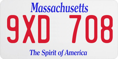 MA license plate 9XD708