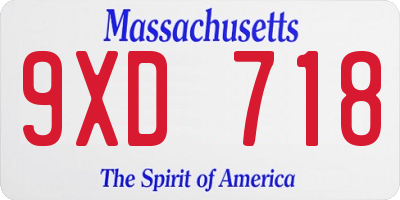 MA license plate 9XD718