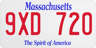 MA license plate 9XD720